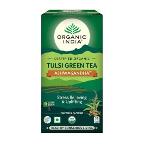 Органічний зелений чай з Туласі та Ашвагандою  25 пакетиків Organic India 801541541892