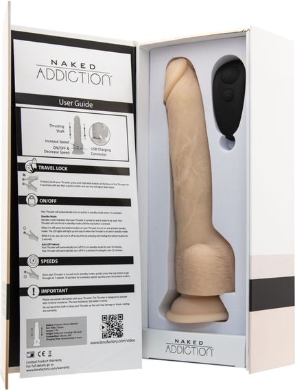 Фалоімітатор з пульсацією Naked ADDICTION Dominic 9″ Vanilla, пульт ДК, діаметр 4,2 см | Зображення 4
