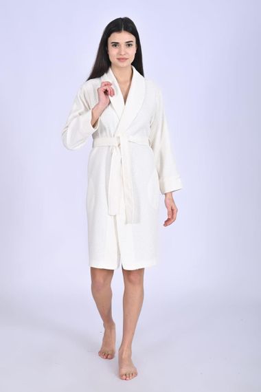 Женский вафельный халат Nusa 4271 кремовый M | Зображення 1