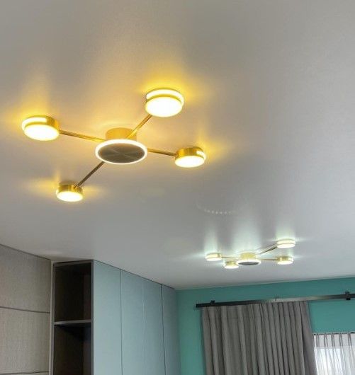 Люстра світлодіодна стельова LED світильник для квартири на стелю лед 26455 Латунь 7х64х82 см.