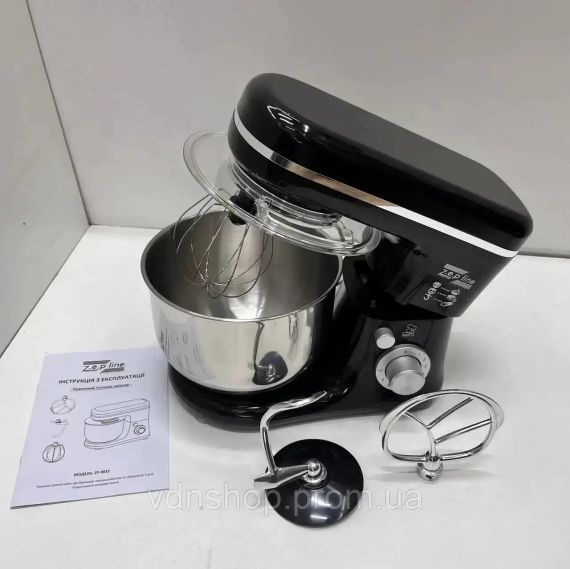 Тістоміс Zepline ZP-9832 міксер з чашею 5л з нержавіючої сталі 3500 Вт чорний | Зображення 2