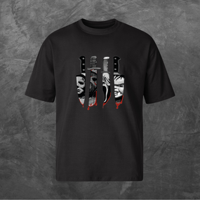 Футболка унісекс з принтом Halloween Хелловін персонажі Оверсайз чорна S