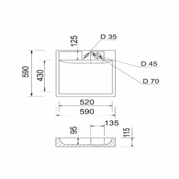 Раковина на пральну машину Qtap Arvin 595x595x115 мм, White QTARV2365WHI48575 | Зображення 1