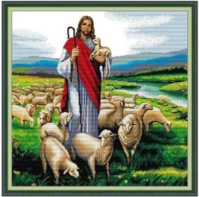Набір для вишивання за нанесеною на канву схемою "Jesus Shepherd 6". AIDA 14CT printed 55*55 см