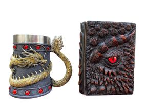 Подарунковий набір Кухоль 3D Танард Gold Rose та Блокнот 3D «Око полум'яного Дракона»