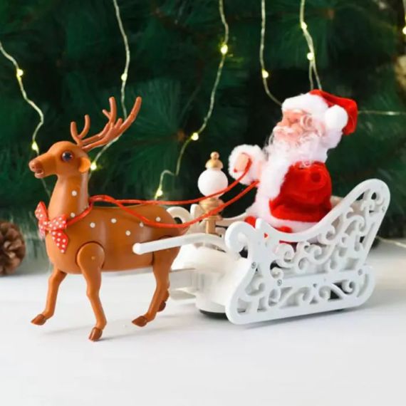 Музична іграшка "Санта Клаус із оленем на санях" | Зображення 3