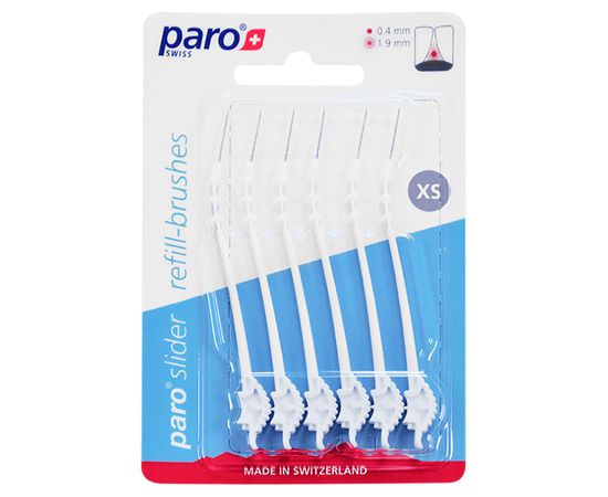 Змінні міжзубні щітки paro® slider refill-brushes XS, (Ø стрижня 0.4 мм, Ø щітки 1.9 мм), 6 шт.