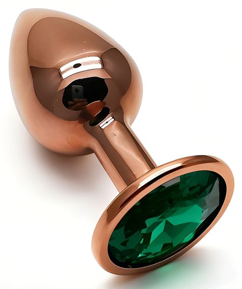 Анальна пробка з кристалом EGZO - Dark Gold Round Plug Marine, size S sexstyle | Зображення 1