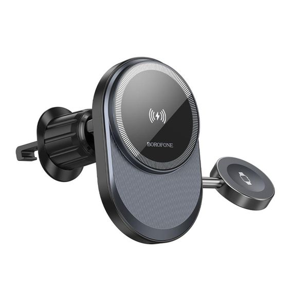 Автотримач Borofone BH219 Fine 2-in-1 Magnetic Wireless 15W Колір Чорний | Зображення 4