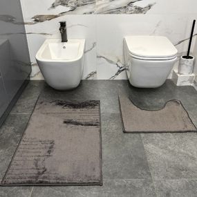 Набір килимків для ванної кімнати 2шт 50*80см+40*50см U-виріз Полоса Smile темно-сірий поліпропілен Дариана