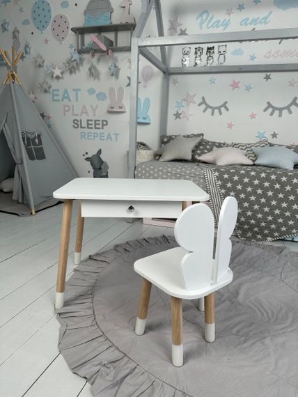 Дитячий столик і стільчик метелик білий. Столик із шухлядою для олівців і розмальовок 79850 | Зображення 4