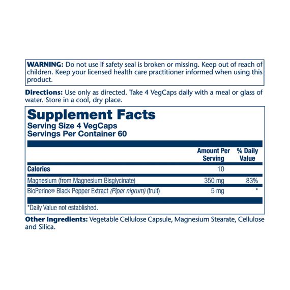 Magnesium Glycinate 350mg - 120 vcaps | Зображення 1