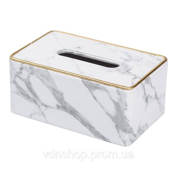 Серветниця з еко шкіри 21.5х13х9 см для кафе і ресторанів Білий мармур HP-3-202 | Зображення 2