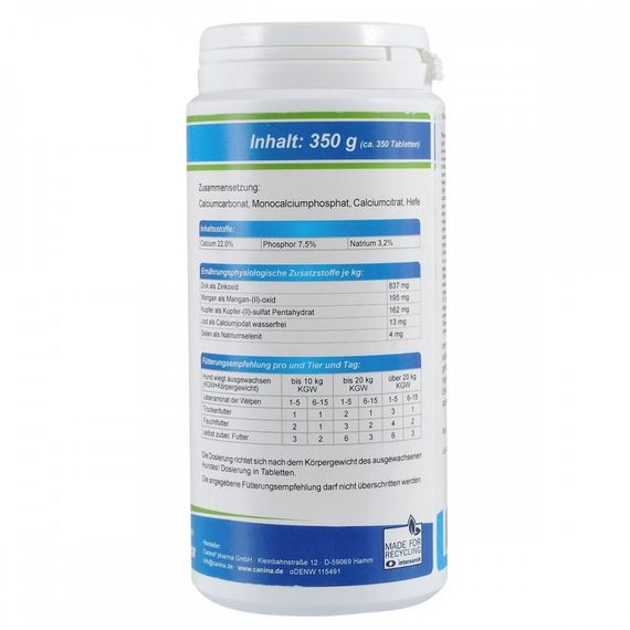 Мінеральний комплекс Canina Welpenkalk для цуценят та молодих собак 350 г 350 табл. | Зображення 1