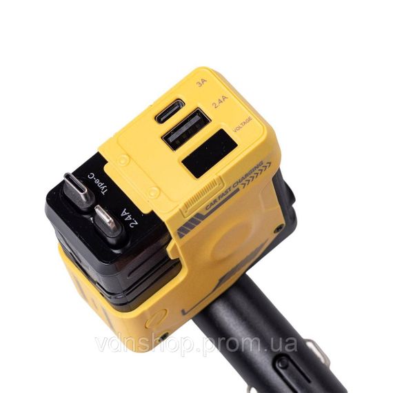 Автомобільний зарядний пристрій MECHA з висувними кабелями та портами USB/Type-C Жовтий HP-A1Y