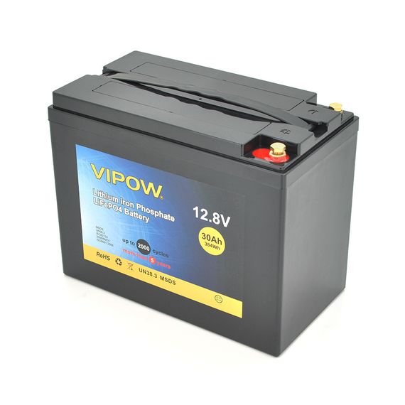 Аккумуляторная батарея Vipow LiFePO4 12.8V 30A h встроенной ВМS платой 25A