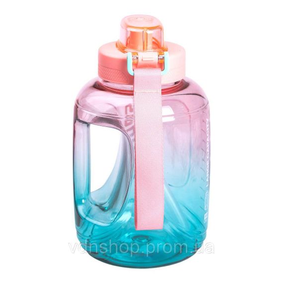 Пляшка для води спортивна 1.6 л пластикова з трубочкою з ремінцем 22 см Рожева HP-14-35P | Зображення 3