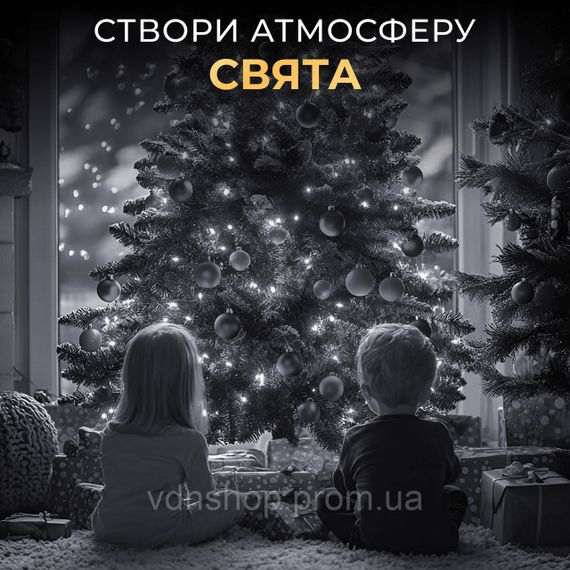 Гірлянда роса 10 метрів USB на 100 led світлодіодів крапля на зеленому дроті біла USB100L10MGW | Зображення 1