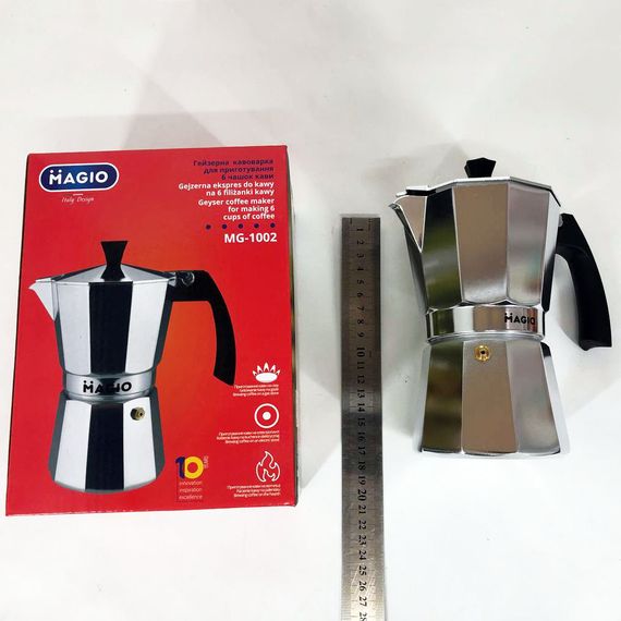 Гейзерна кавоварка Magio MG-1002 300 мл, гейзер для кави, кавоварка гейзерного типу, кавоварка для дому | Зображення 8