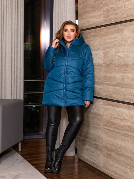 Женская теплая зимняя куртка с капюшоном NB23053 размер 50/52 цвет изумрудный | Зображення 6