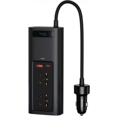 Автомобильный инвертор Baseus Inverter 150W (12V/220V) CRNBQ-A01 Преобразователь напряжения с USB/Type-C и розеткой AC, черный