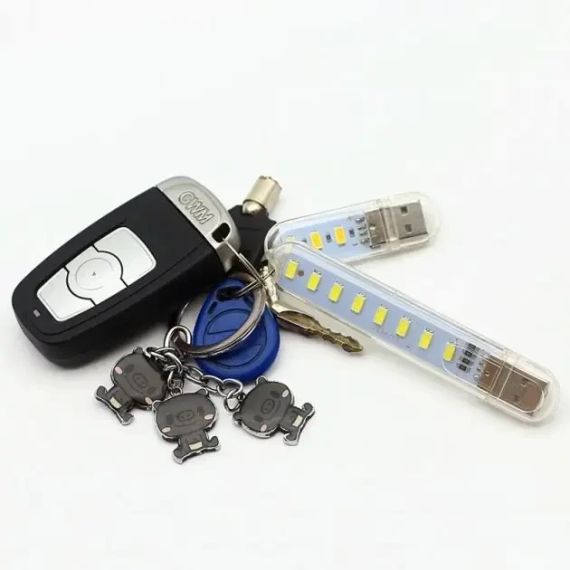 Міні ліхтарик на 8 світлодіодів, USB лампа, LED світильник (холодне біле світло) | Зображення 1