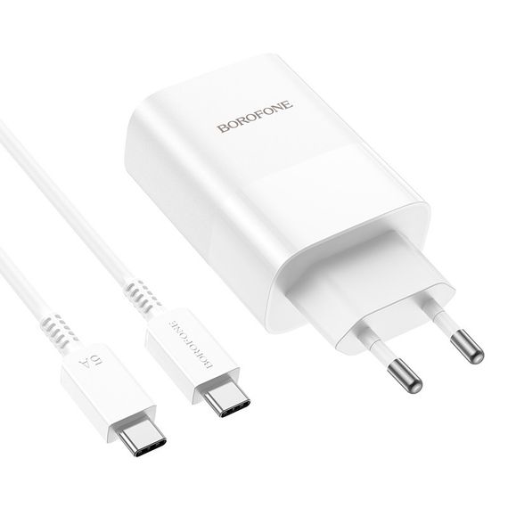 МЗП Borofone BN10 Sunlight PD65W (1USB-A/1C) + кабель Type-C to Type-C White | Зображення 3