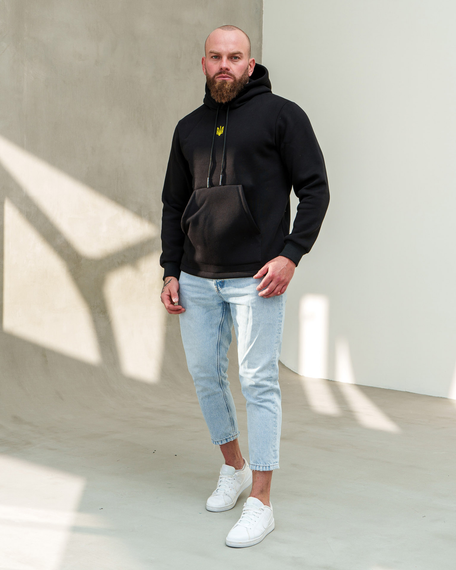 Худі Тризуб Фліс Вишивка чорний S M | Зображення 2