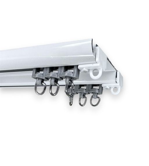 Карниз стельовий алюмінієвий посилений дворядний, DS-2 Білий на роликових бігунках 475 см.
