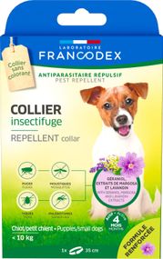 Нашийник від бліх та кліщів Francodex Repellent Collar для собак вагою до 10 кг та цуценят, 35 см