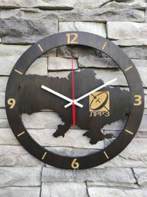 Настінний годинник Карта України з фанери Патріотичний дерев'яний годинник