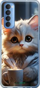 Чохол на Oppo Reno 4 Pro Білий кіт "5646u-2024-2448"