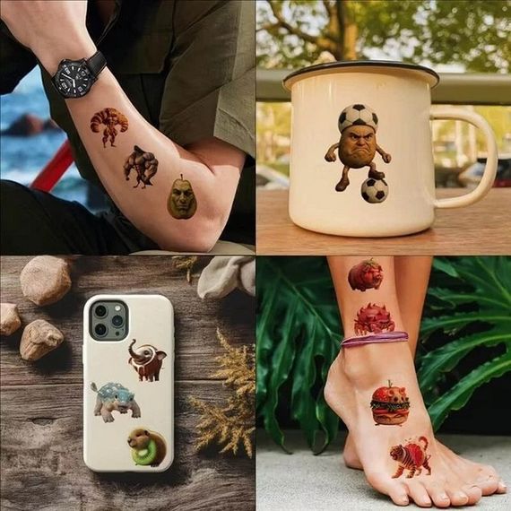 Дитячі тимчасові тату "Італійський брейнрот" Italian-brainrot-tattoo-1, 12х7 см | Зображення 3