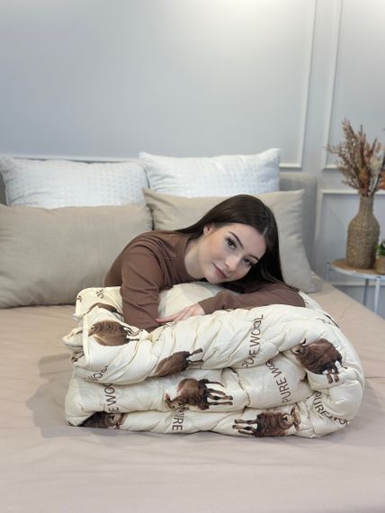 Ковдра двоспальна з овечої вовни Arda Pure wool 21434 175х215 см бежева | Зображення 6