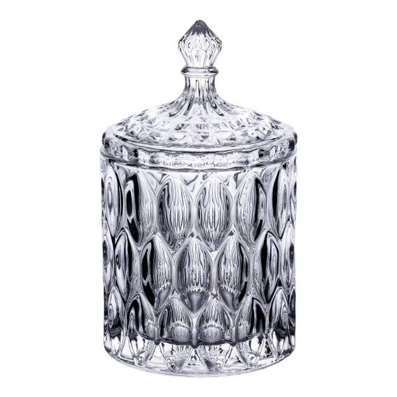 Конфетница с крышкой Ø 7.5 см ваза сахарница круглая стеклянная HP-4-102