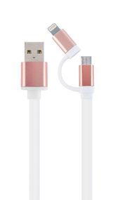 Кабель Cablexpert CC-USB2-AM8PmB-1M-PK, USB 2.0 AM-папа/Lightning+mUSB, 1.0 м.