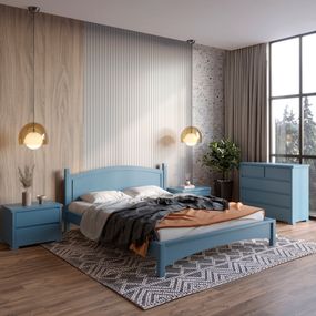 Двоспальне дерев'яне ліжко Mebigrand Мангеттен Н Сіро-синій (S7010R90B) 160х200 см (MBG-3463)