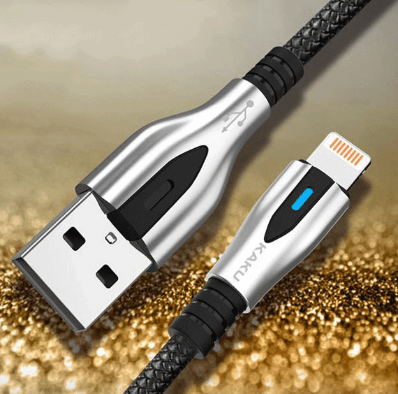 USB кабель Kaku KSC-097 USB - Lightning 1.2m с индикатором - Black | Зображення 3
