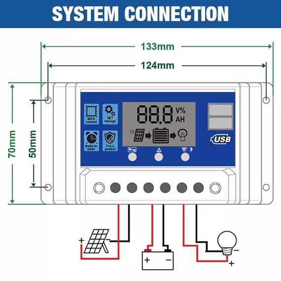 Контролер заряду PWM 20a 12v/24v для сонячної системи акб | Зображення 2