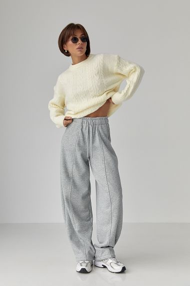 В'язаний светр у косички - молочний цвет, ONE SIZE (є розміри) | Зображення 2