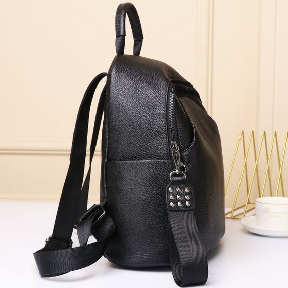 Жіночий класичний шкіряний рюкзак чорний міського типу 85378 | Зображення 3