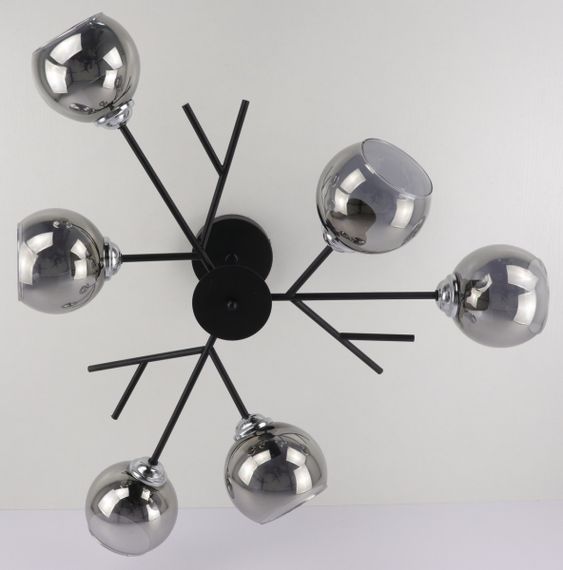 Люстра стельова на 6 лампочок 25021 Чорний 34х70х70 см. | Зображення 4