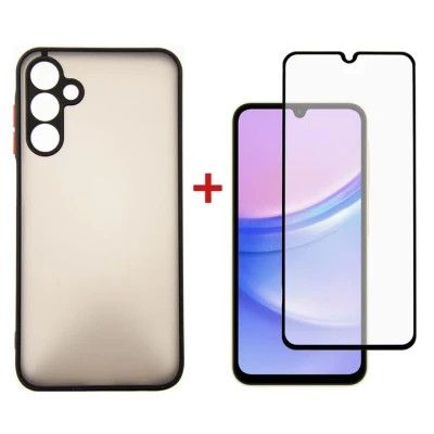 Чехол для мобильного телефона Dengos Kit for Samsung Galaxy A15 case + glass (Black) (DG-KM-69)