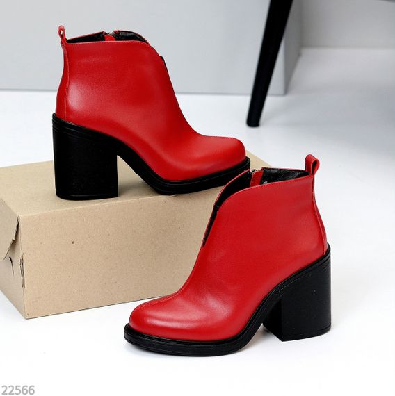 Яркие красные кожаные ботильоны — универсальная элегантность | Зображення 3