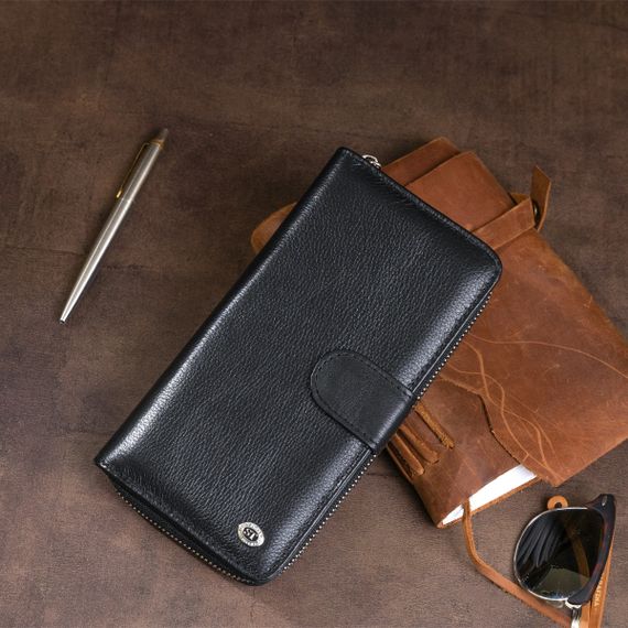 Вертикальный вместительный кошелек из кожи унисекс ST Leather 19300 Черный | Зображення 8
