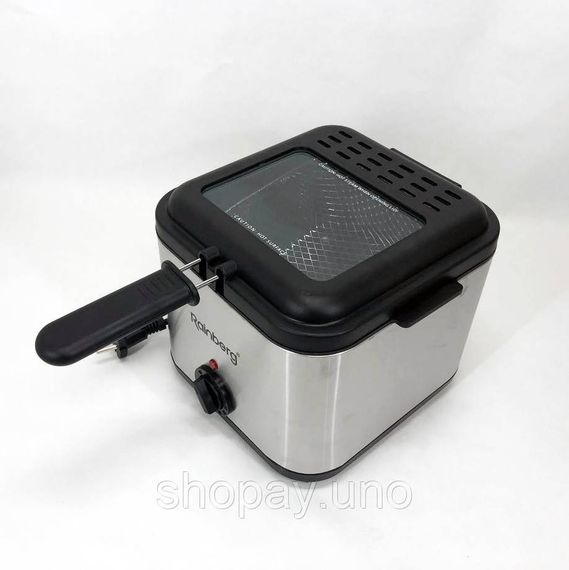 Фритюрница для дома Rainberg RB-2219 с терморегулятором и съемной чашей электрофритюрница мини фритюрница | Зображення 7