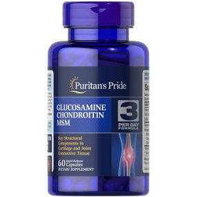 Препарат для суглобів та зв'зок Puritan's Pride Chondroitin Glucosamine MSM 3 Per Day Formula 60 Caps