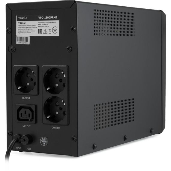 Пристрій безперебійного живлення Vinga LCD 1500VA metal case ( VPC-1500PRM3 ) (VPC-1500PRM3) | Зображення 3