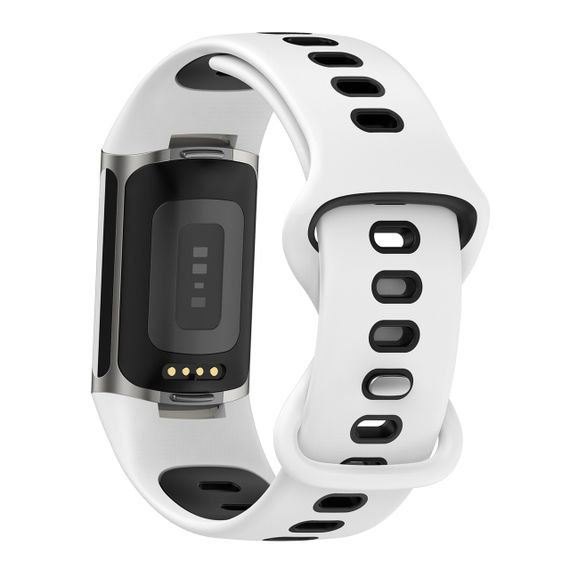 Силіконовий ремінець Primolux Sport для фітнес браслета Fitbit Charge 5 / Charge 6 - White&Black / розмір М | Зображення 3