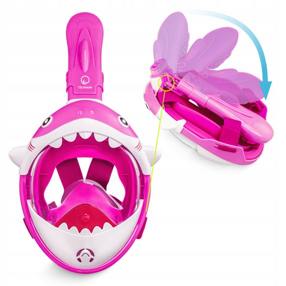 Маска для снорклінгу TSUNAMI Shark повнолицьова, дитяча Pink (P-5905973405430) | Зображення 1